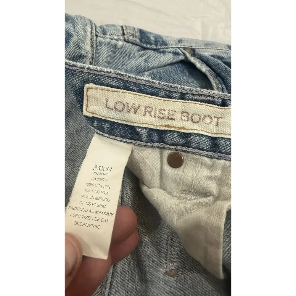 American Eagle Jeans Mens 34x34 Light Wash Boot Cut No Hem Button Fly
